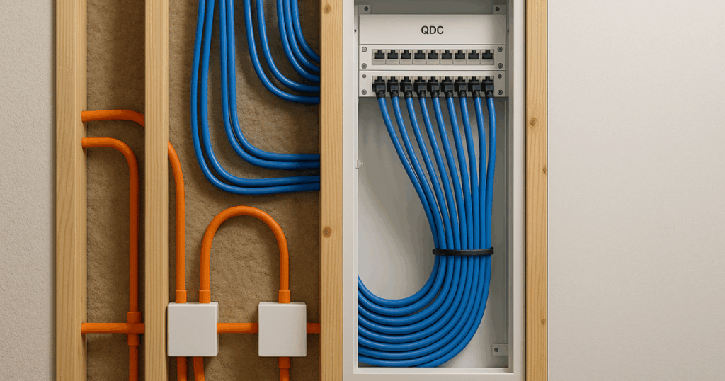 Infraestrutura da casa inteligente elétrica e rede